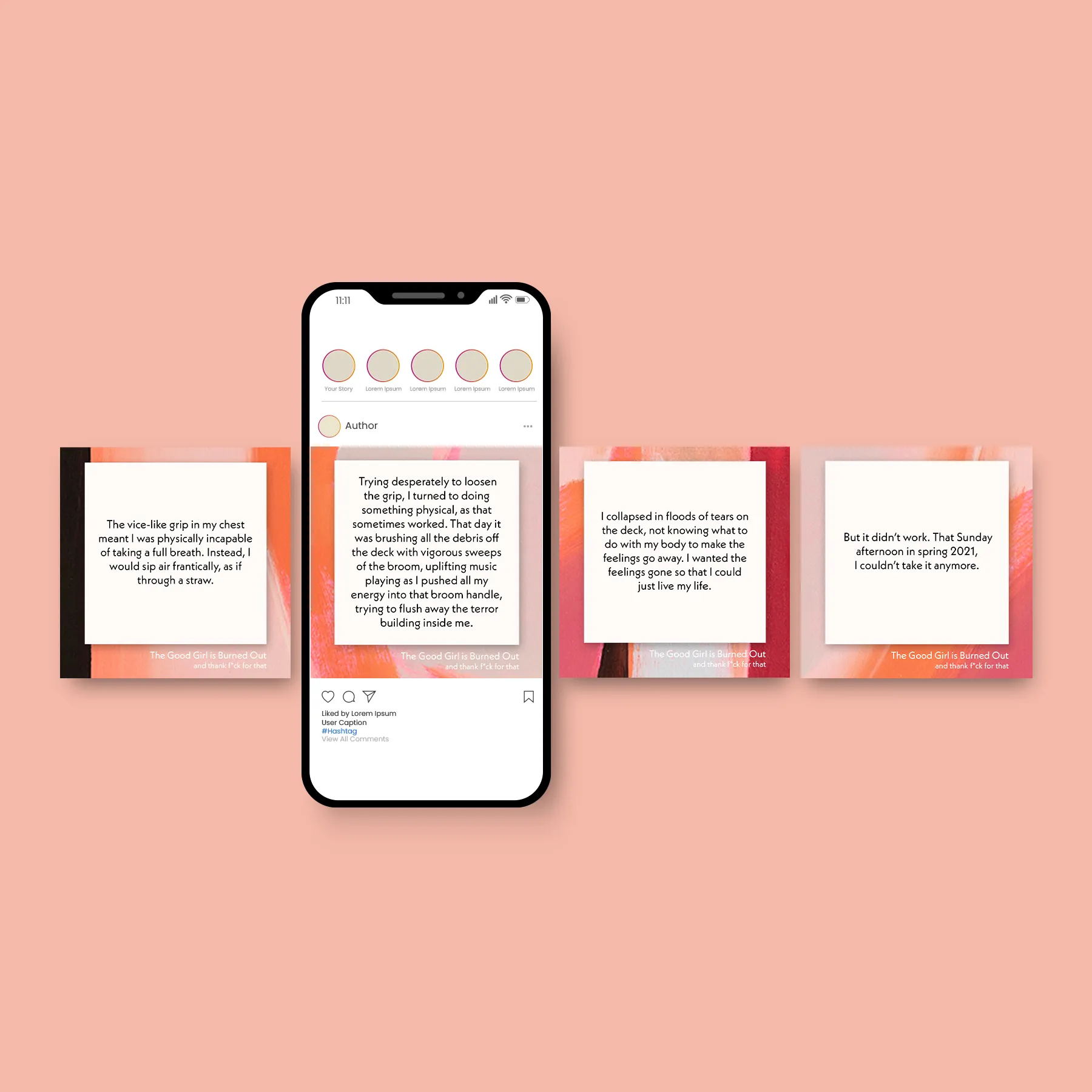 Mockup of Instagram carousel posts based on book cover design - marketing design
