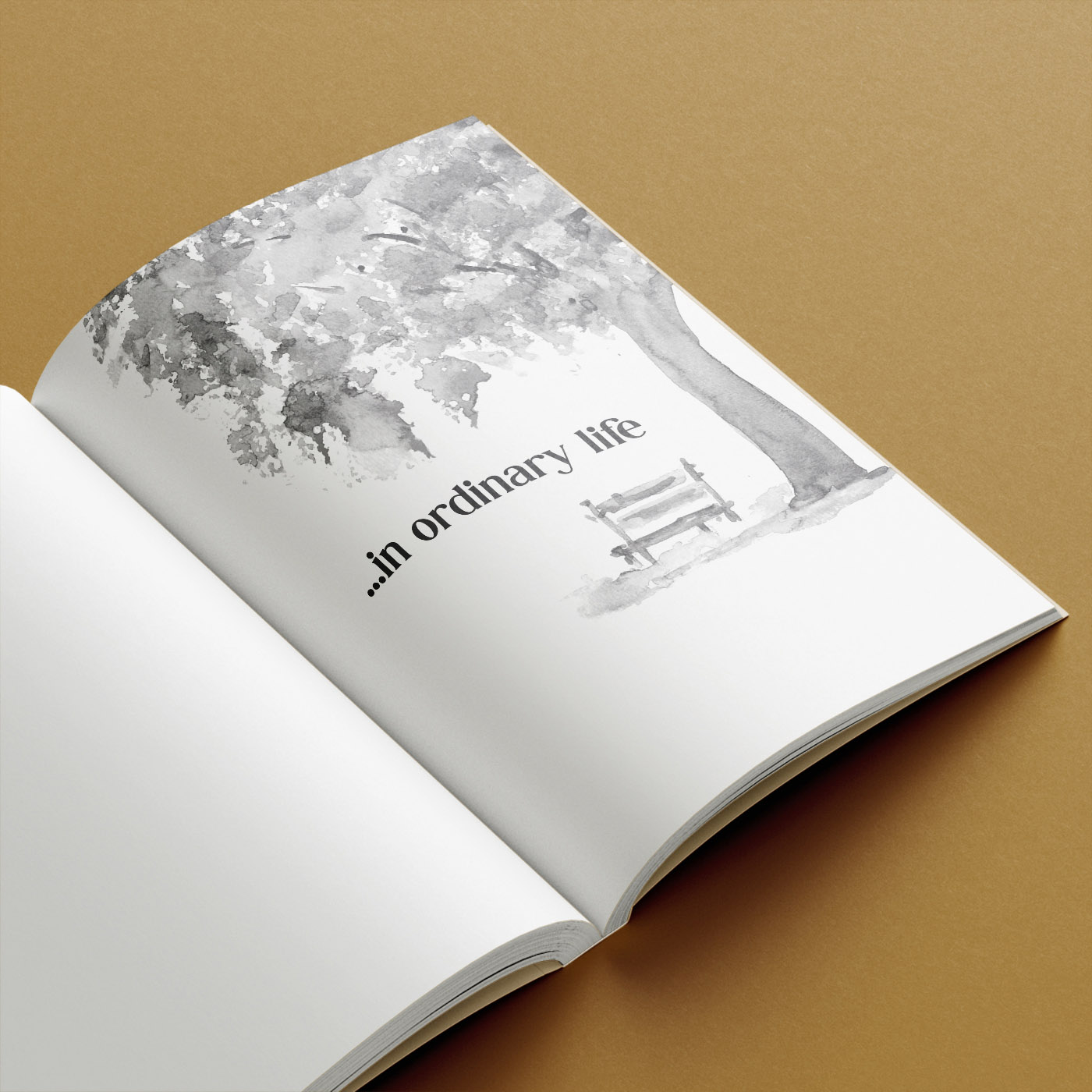 Mockup of an open book showcasing layout design on a pink background