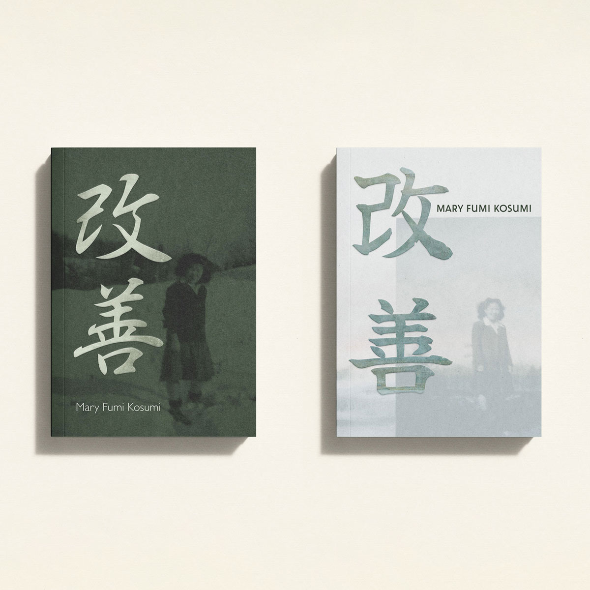Mockup of 2 ideas for nonfiction Book Cover Design on a light background